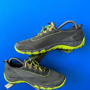 Gray and Green Athletic Shoes